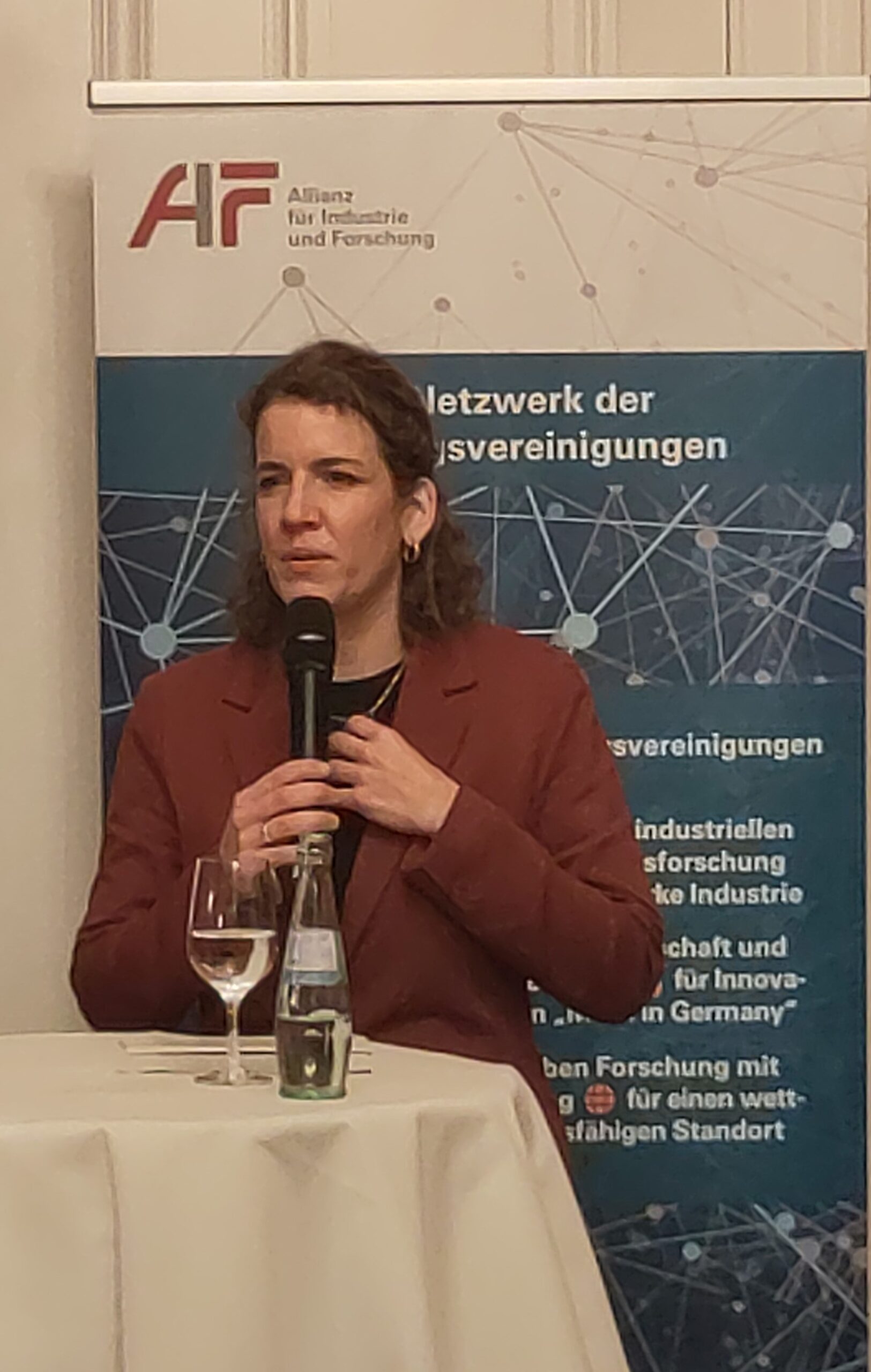 © AIF Dr. Lina Seitzl, MdB, spricht am Stehtisch.